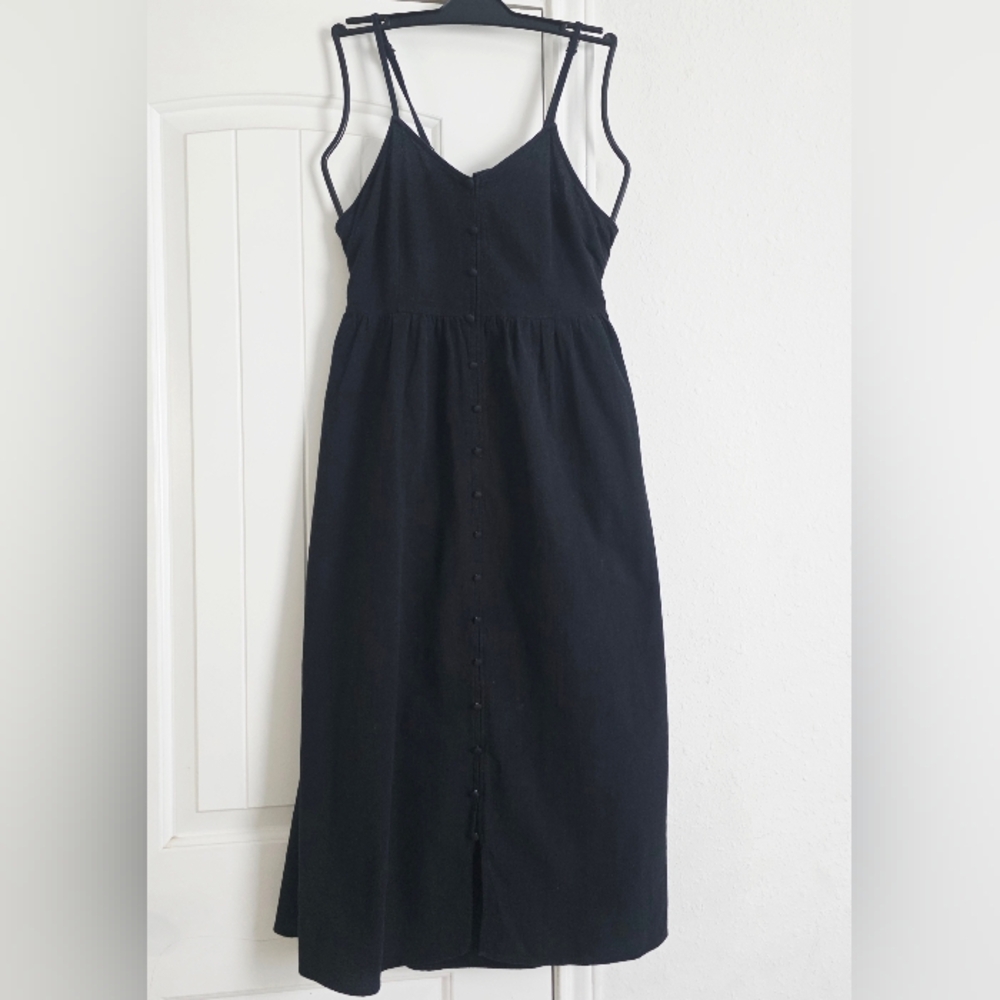 Universal Thread Black Midi Dress Button Front Tie Back – Size L - Picture 1 of 8